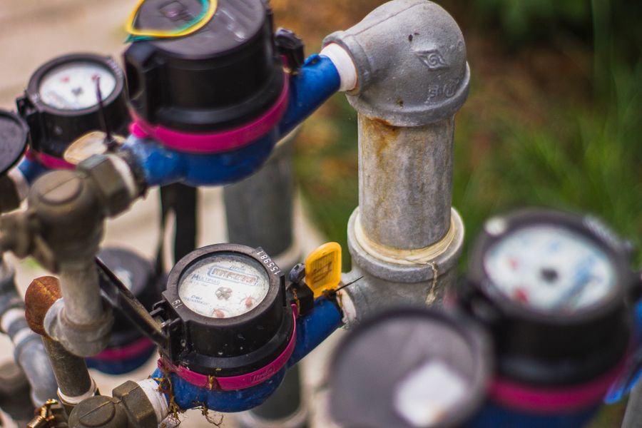 Water meters and supply pipes in Prescott, Arizona